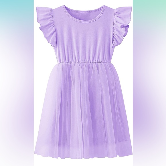 Other - Girl’s Purple Short Sleeve Dress with Tulle Skirt Size 7